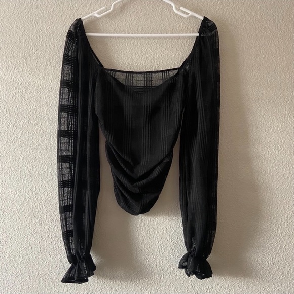 BlackMilk SAMPLE Keep in Check Top Black Plaid - Picture 4 of 7